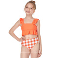 2021 ruffle girls plaid swimwear for kids bikini swimsuit cute young girl bikini kids swimwear